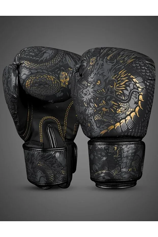 Fantasy Dragon Black Muay Thai Kick Boxing Boxing Gloves