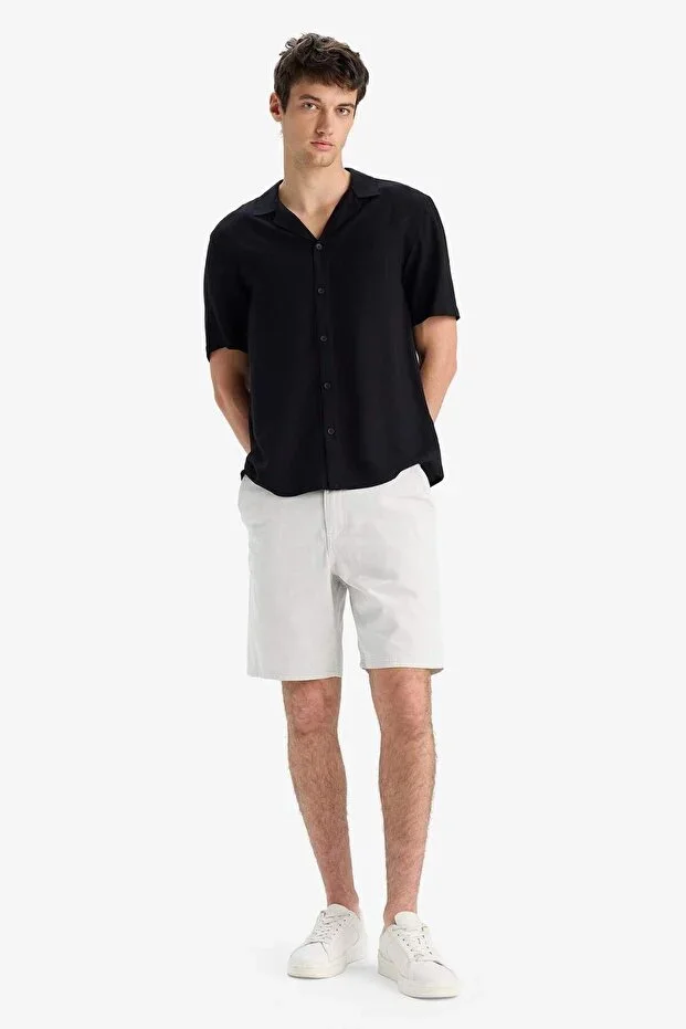 %100 Cotton Regular Fit Bermuda Shorts E1231AX25SM