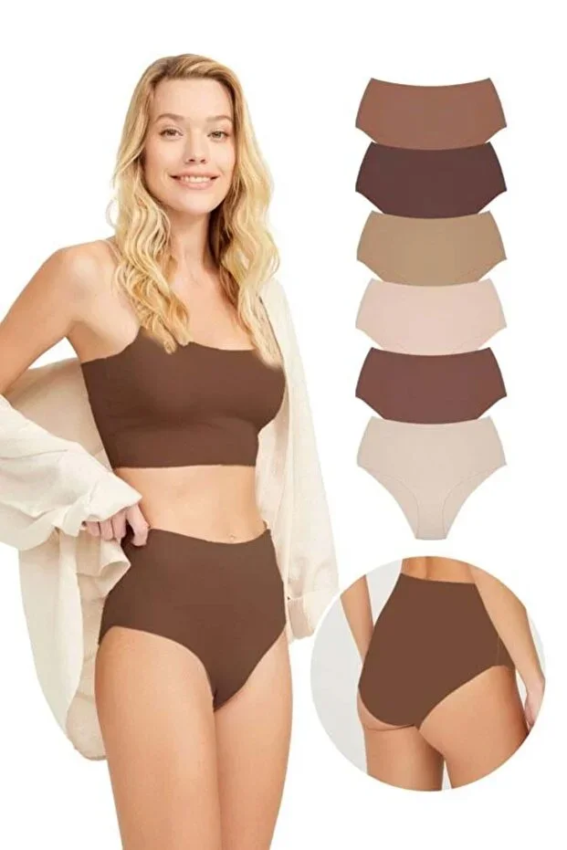 High Waist Basic Laser Cut Bikini Bottoms 6-Pack-2
