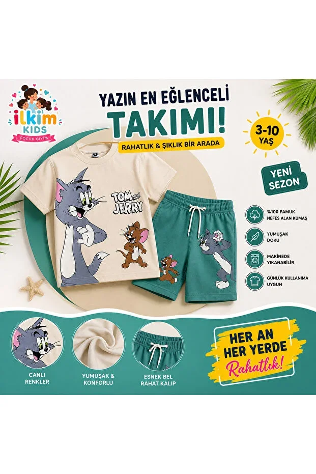 İlkim Kids Children's Boutique Clothing Tom And Jerry Character Printed Boys' Set