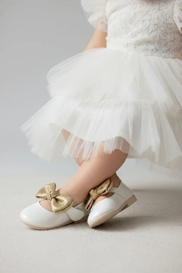 GIRLS' VELCRO BOW BALLERINAS
