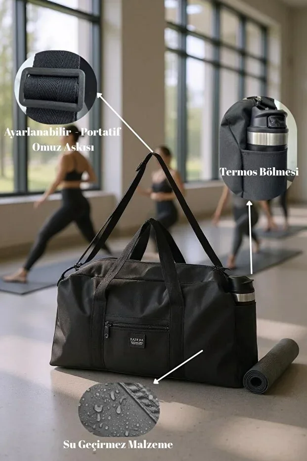 Unisex Long Strap Thermal Bag with Compartment, Usable by Women and Men, for Travel, Fitness, and Sports
