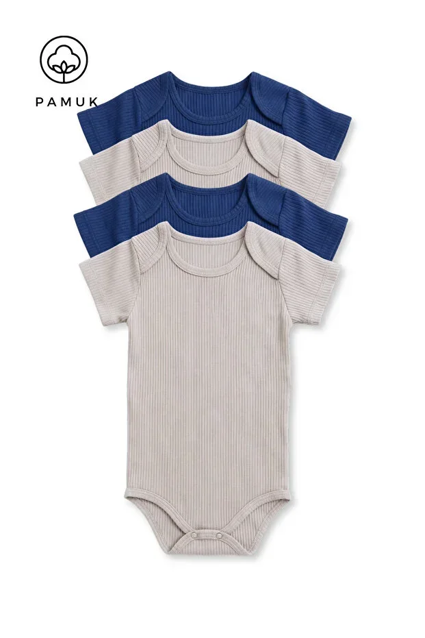 Baby Girl Boy 4-Piece Set Cotton Seasonal Short Sleeve Bodysuit