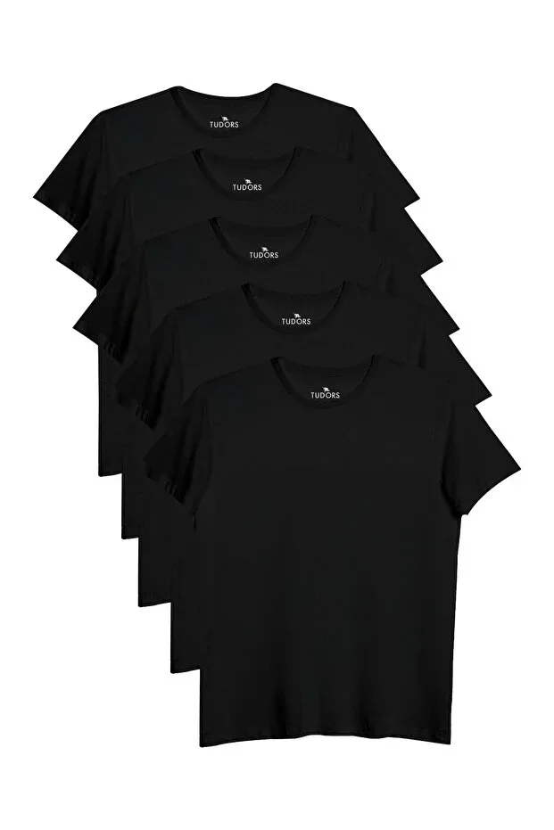 Unisex 5-Pack Black Slim Fit Crew Neck T-Shirt