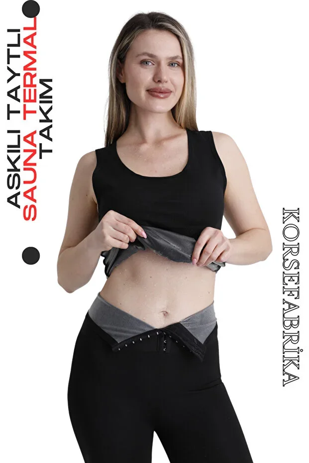 STRAP WAISTBAND SAUNA SWEAT-SLIMMING THERMAL SUIT