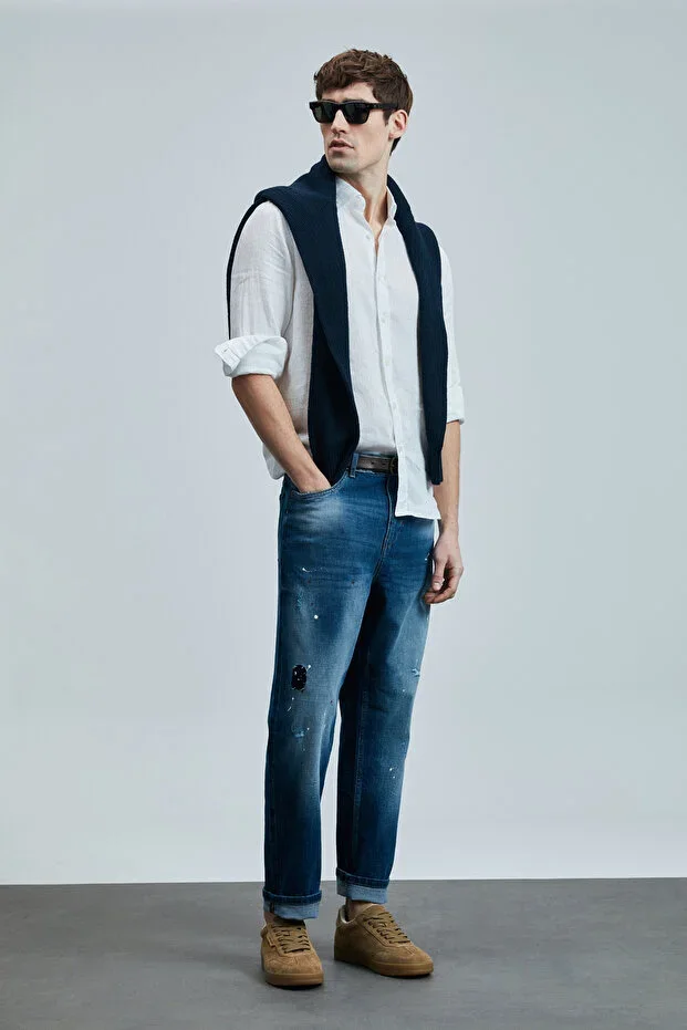 Salvator Smart Jean Men's Trousers Slim Fit Blue