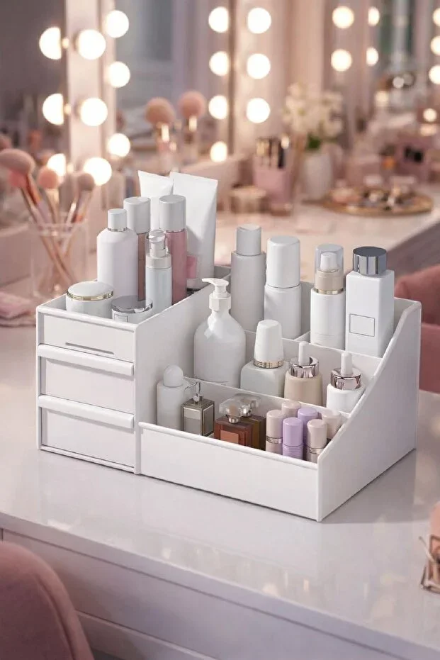 Elegance 25.5 cm Makeup Cosmetic Perfume Cream Serum Drawer Organizer White