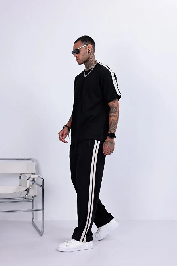 Men's Baggy Compak Fabric Side Striped Set