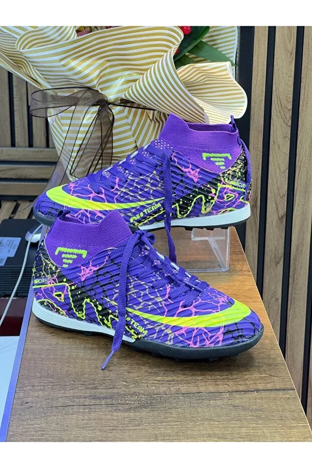 Men's Lycra Socks Football Boots - Purple