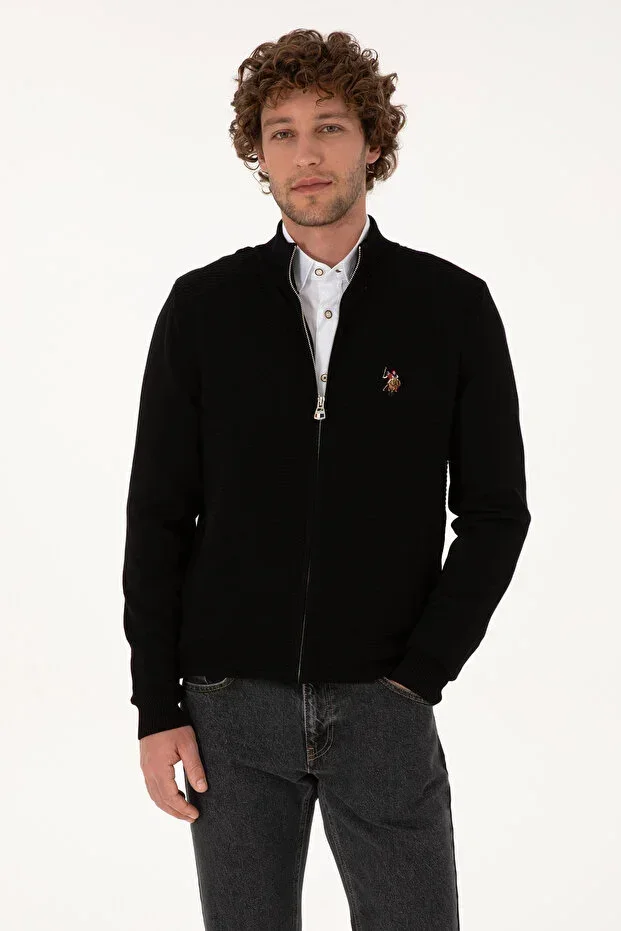 Men's Black Basic Knit Cardigan 50307800-VR046
