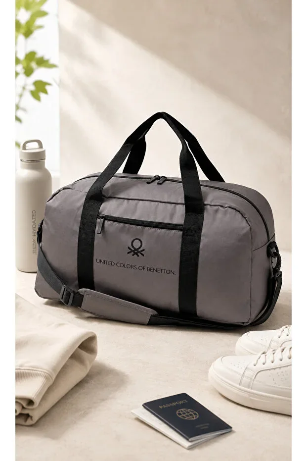 Grey Unisex Shoulder Strap Travel Suitcase Sports Bag 21066