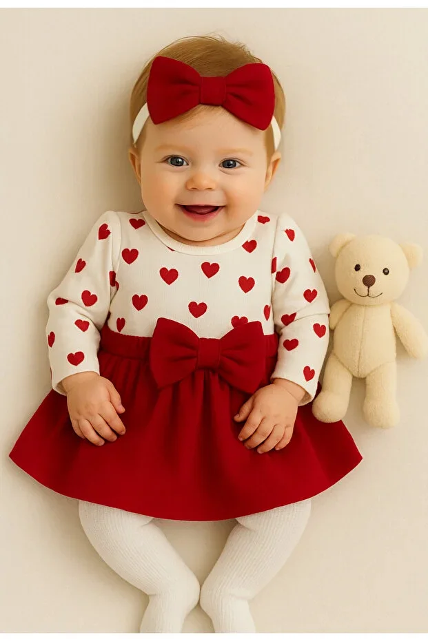 Baby Girl Top & Bottom Set Skirt/Blouse Heart Pattern 100% Cotton