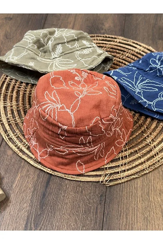 Muslin Patterned Safari Camper Unisex Baby Summer Hat 3-Pack