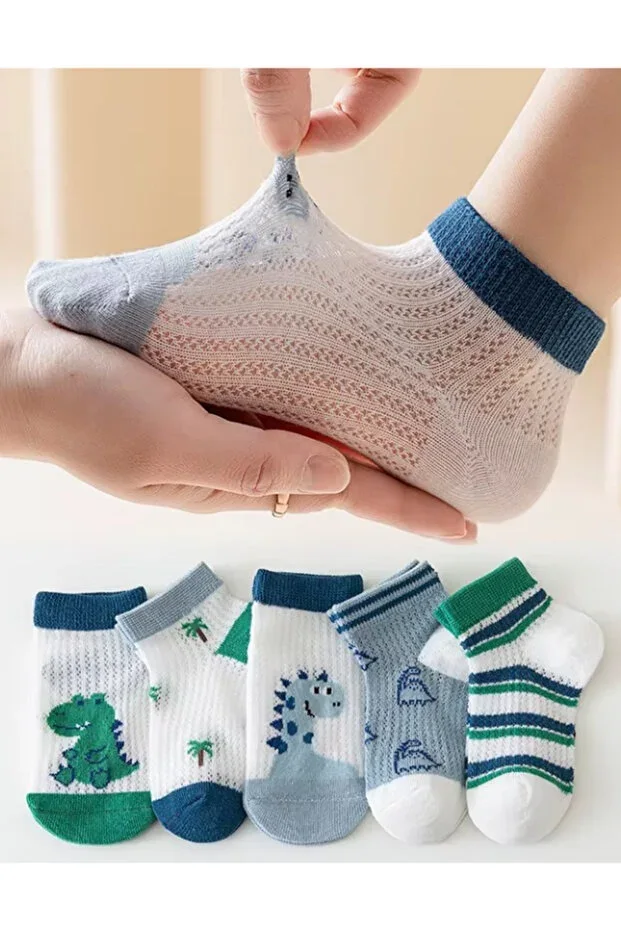 5' Baby & Kids Socks Dinosaur, Hoop, Palm Tree Patterned
