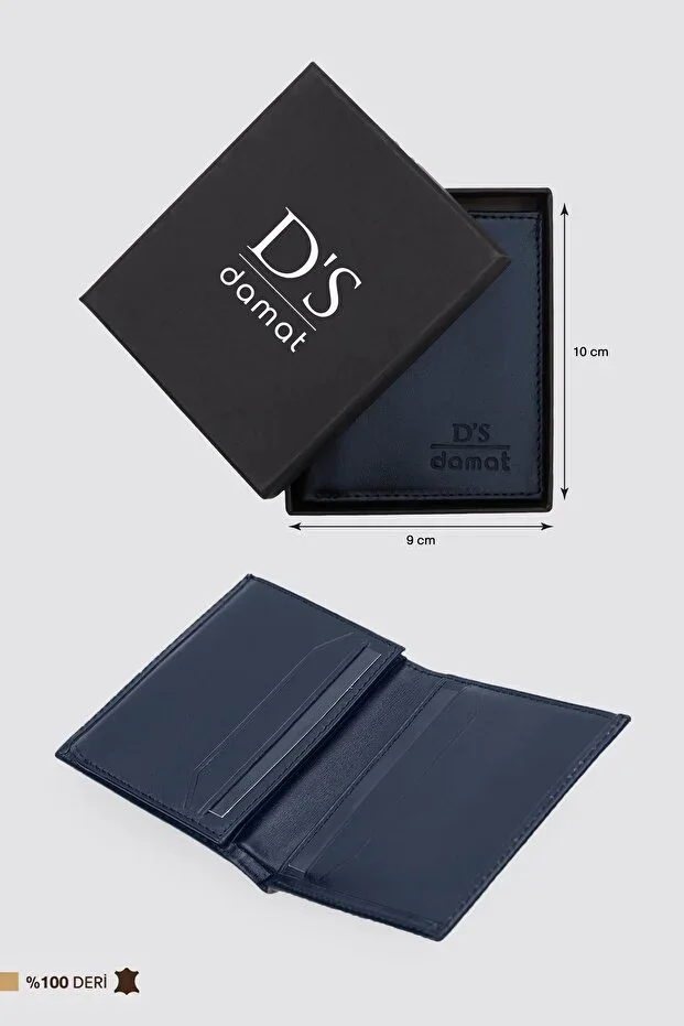 D'S Damat Navy Blue Boxed Genuine Leather Wallet