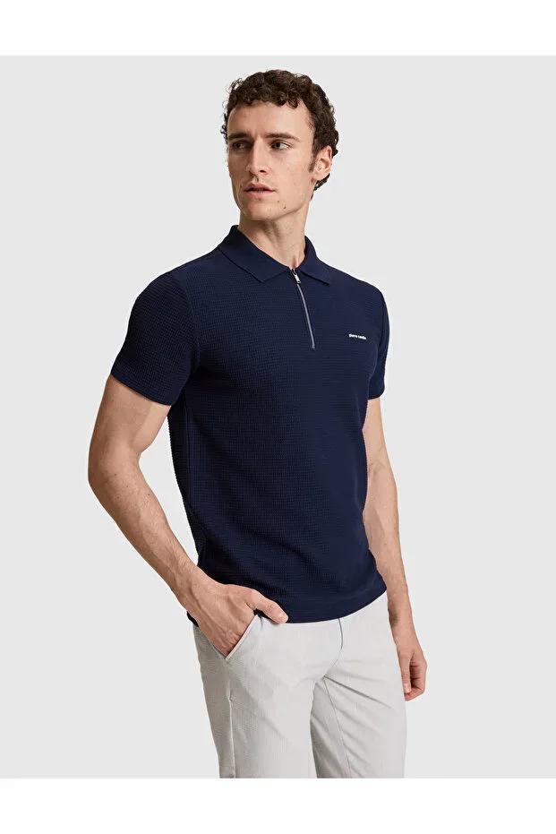 Navy Blue Slim Fit Polo Neck T-Shirt 50327860-VR033