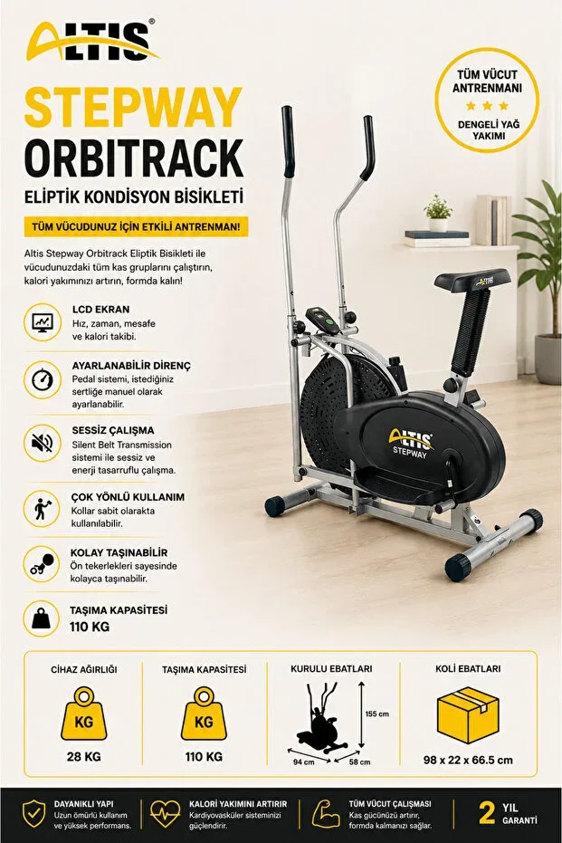 STEPWAY ELLIPTICAL FITNESS BIKE BLACK