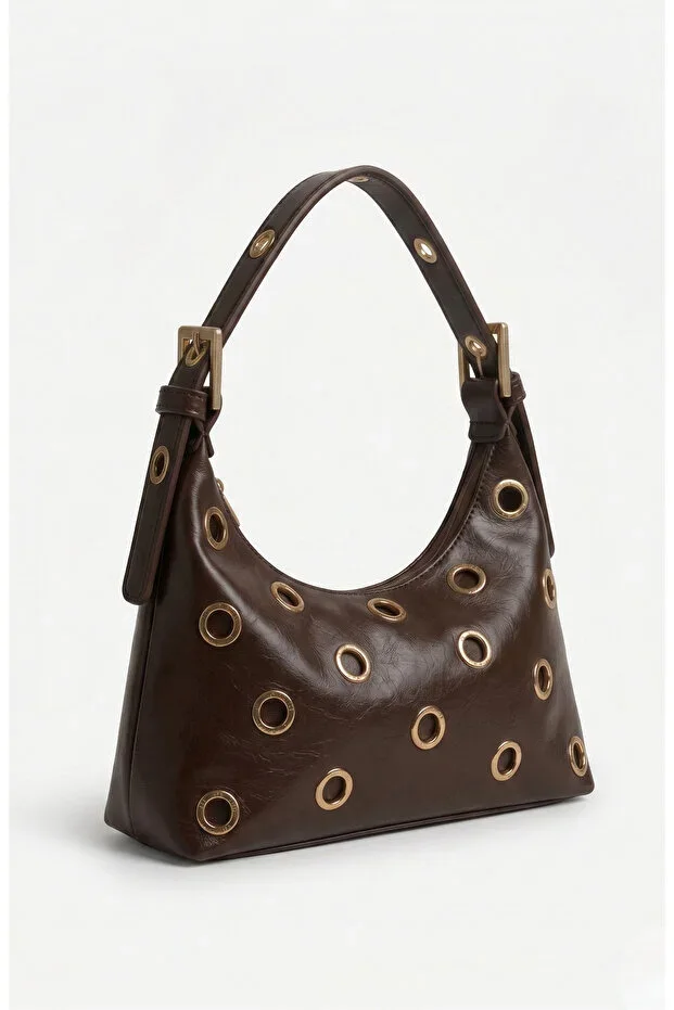 Stelle Gold Ringed Hobo Shoulder Bag Vegan Leather Women's Bag