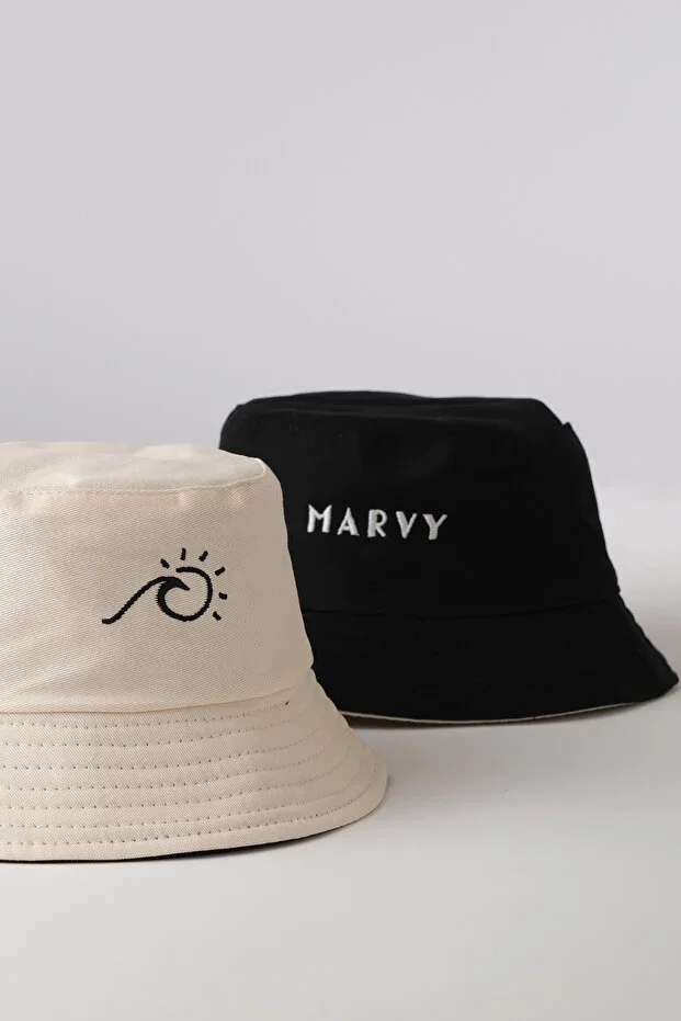 Double-Sided Black-Beige Pouch Hat