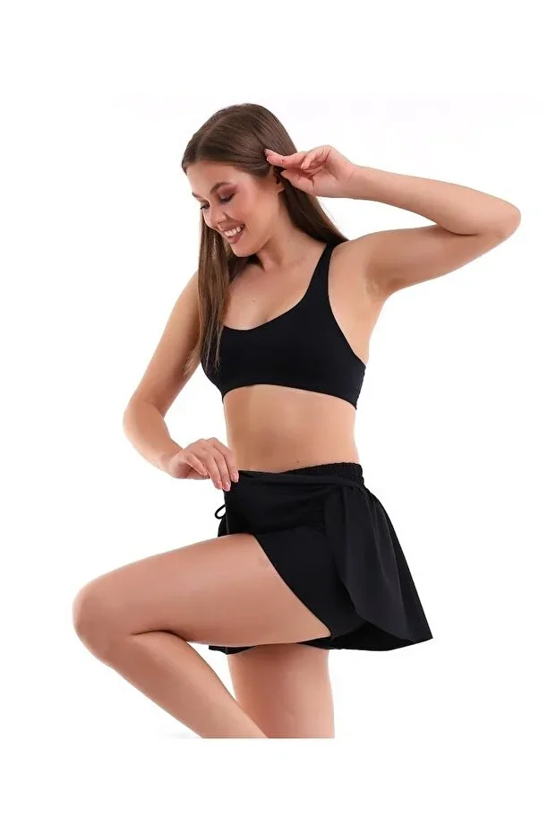 FYORA Women Black Scuba Fabric Special Production Stylish Mini Sport Shorts Skirt