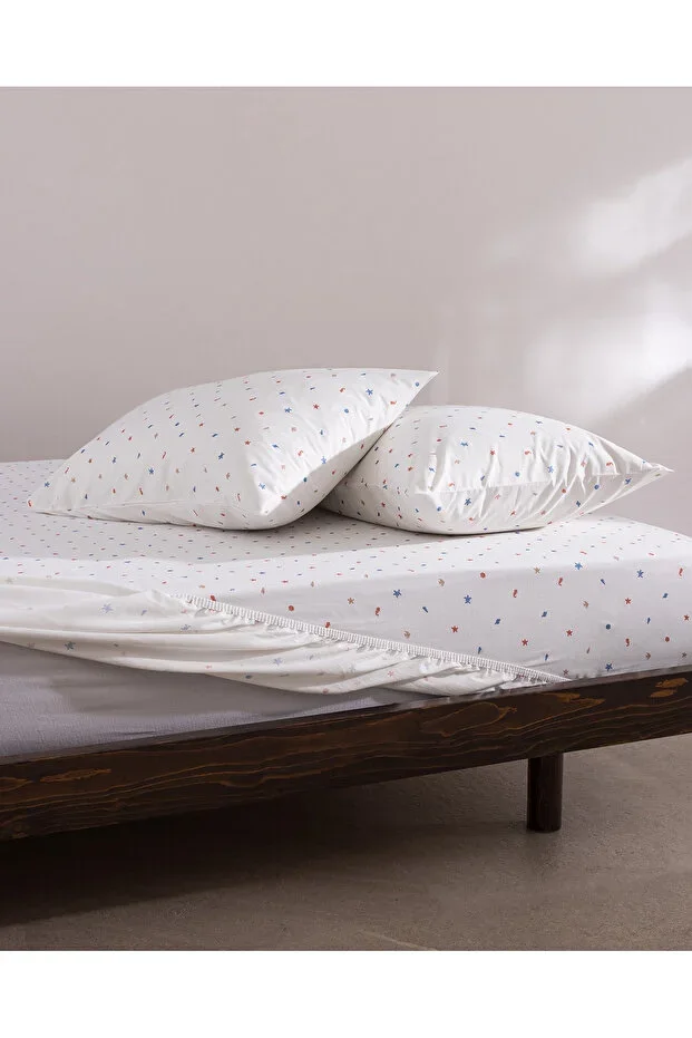 Morgan Single 100% Cotton Ranforce Printed Fitted Sheet Set - Colored