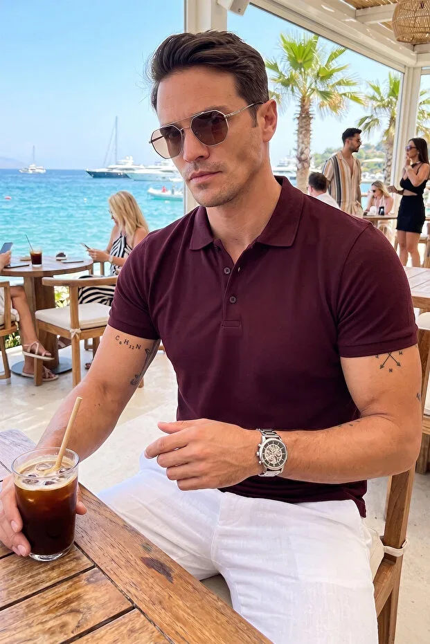 Cotton Regular Fit Buttoned Polo Neck T-Shirt Men POLO NECK T-SHIRT 5902127