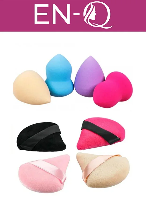8'li Professional Makeup Sponge Set, BB Cream, Foundation, Concealer, Powder Application 8li Set