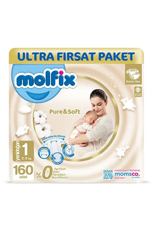 Pure & Soft Size 1 Newborn 160 Pcs