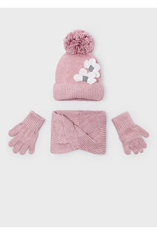 Girl's Scarf, Neck Warmer, and Glove Set Pink