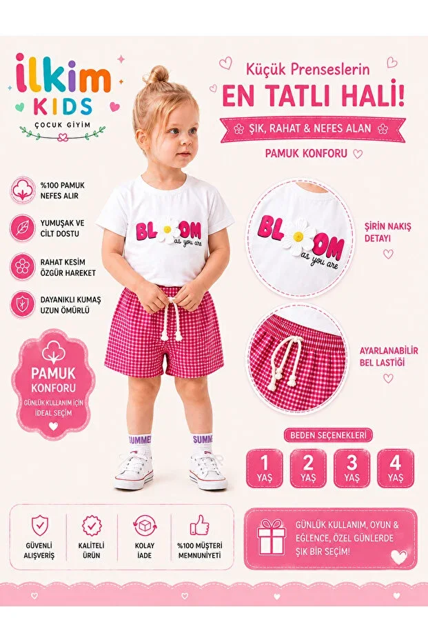 İlkim Kids Bloom As You Children's Boutique Clothing Bloom As You Shorts Girl Child Set
