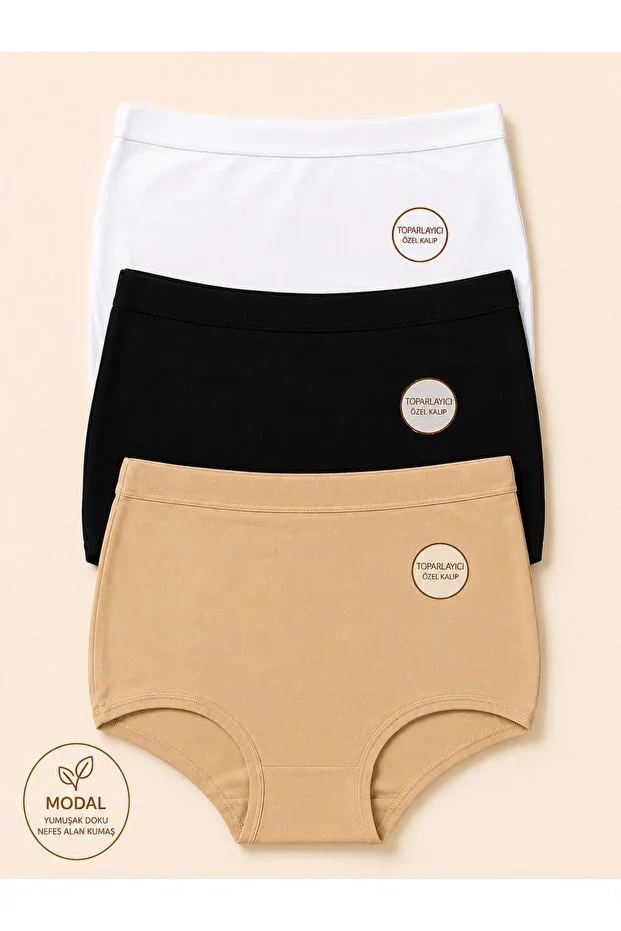 Women's Modal Tummy Control Panty High Waist Flexible and Comfortable Use 3-Pack