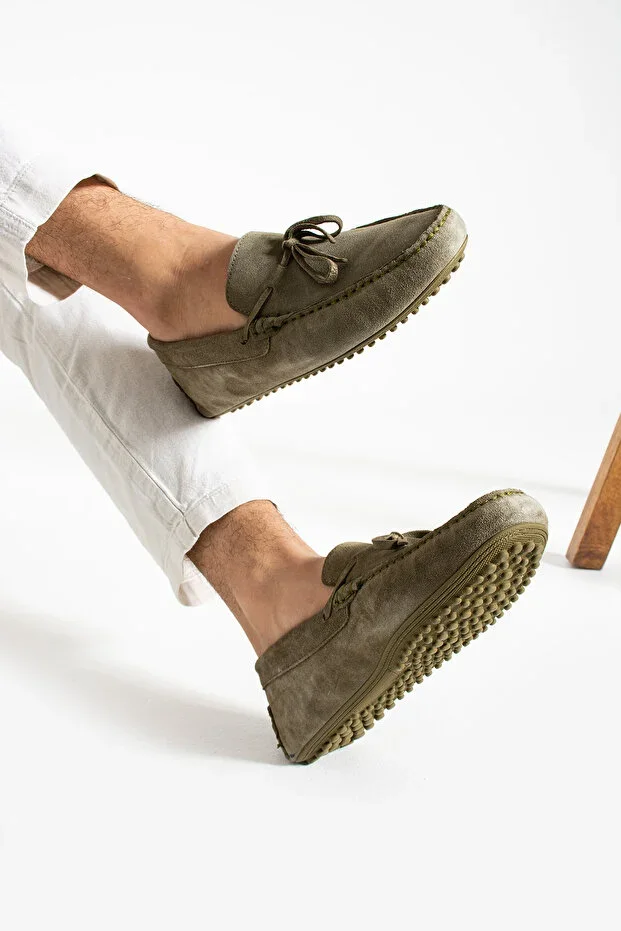 Men's Khaki Genuine Leather Loafer Shoes