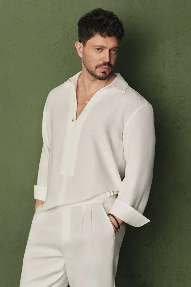 Men's White Half-Placket Soft Touch 100% Cotton Breathable Comfort Fit Shirt A61Y2082