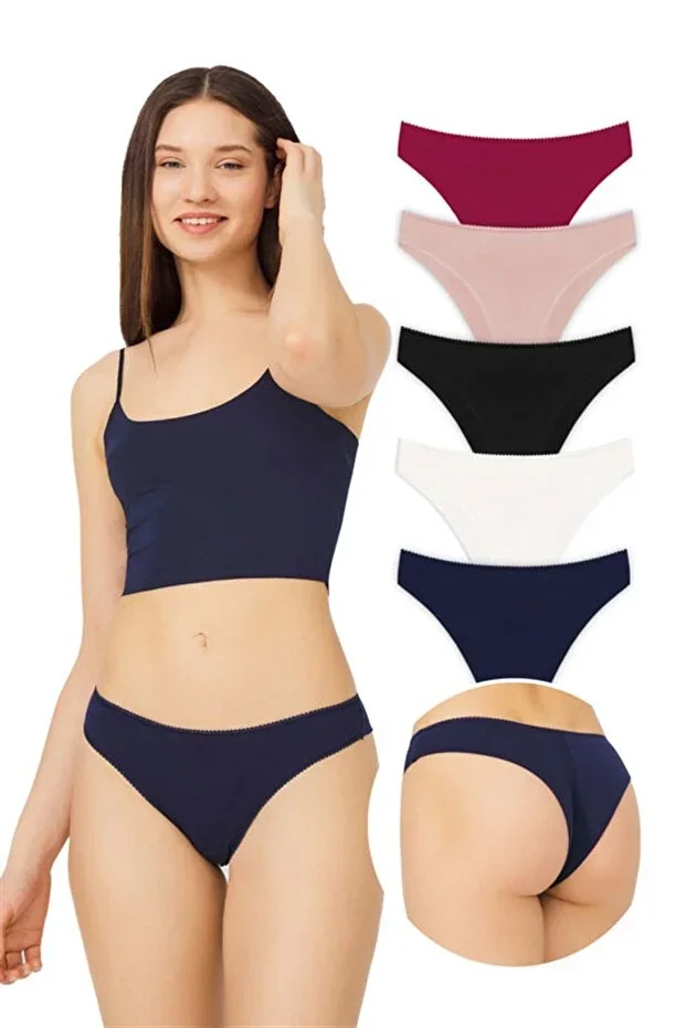 Cottonhill Cotton Women's Basic Brazilian Briefs 5-Pack