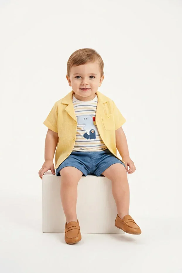 Baby Boys 3-Piece Summer Set with Printed T-shirt 6-24 Months