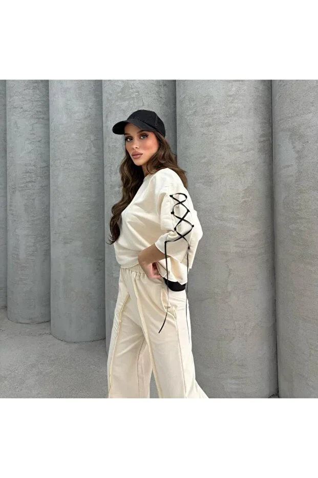 Women's Tracksuit Set with Lace-Up Detail