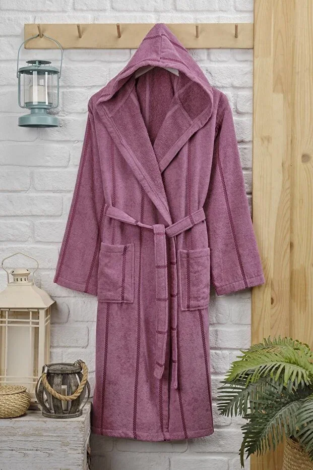 Cotton Velvet Hooded Unisex Bathrobe