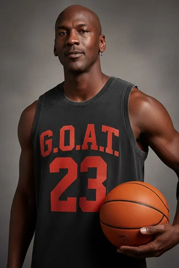 Black Men's Cotton Training Athlete Tank Top Oversize Washed Goat 23 Print Sleeveless T-Shirt