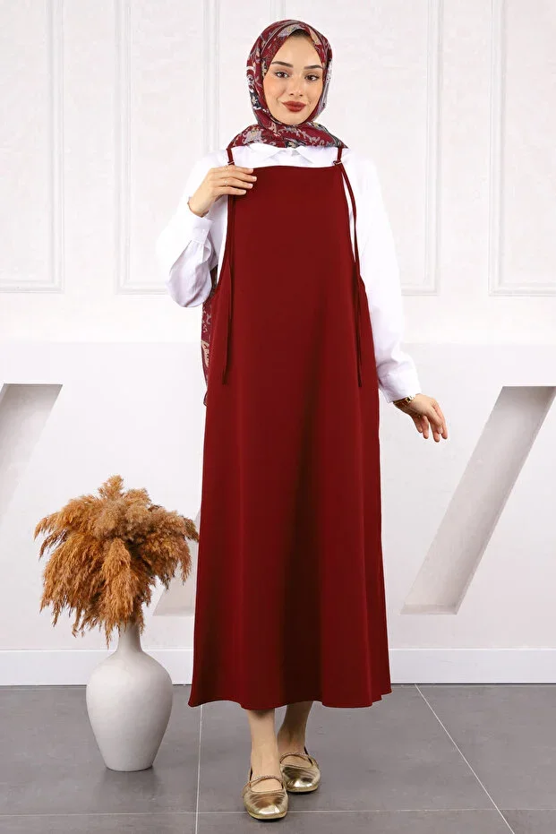 Burgundy Strap Jumper Dress