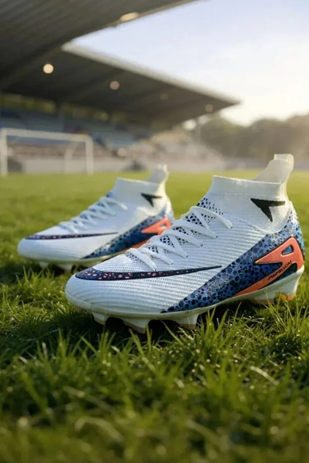 La liga AirBoom Men's Indoor Football Shoes - Turf Shoes White Cleats - 610