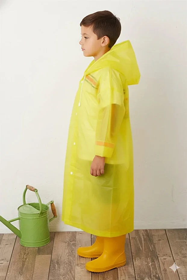 Unisex Kids Yellow Water Windproof Raincoat