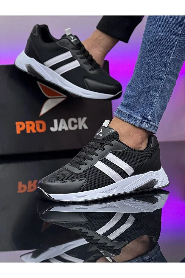 BLACK WHITE MEN'S CASUAL SNEAKER SPORTS SHOES