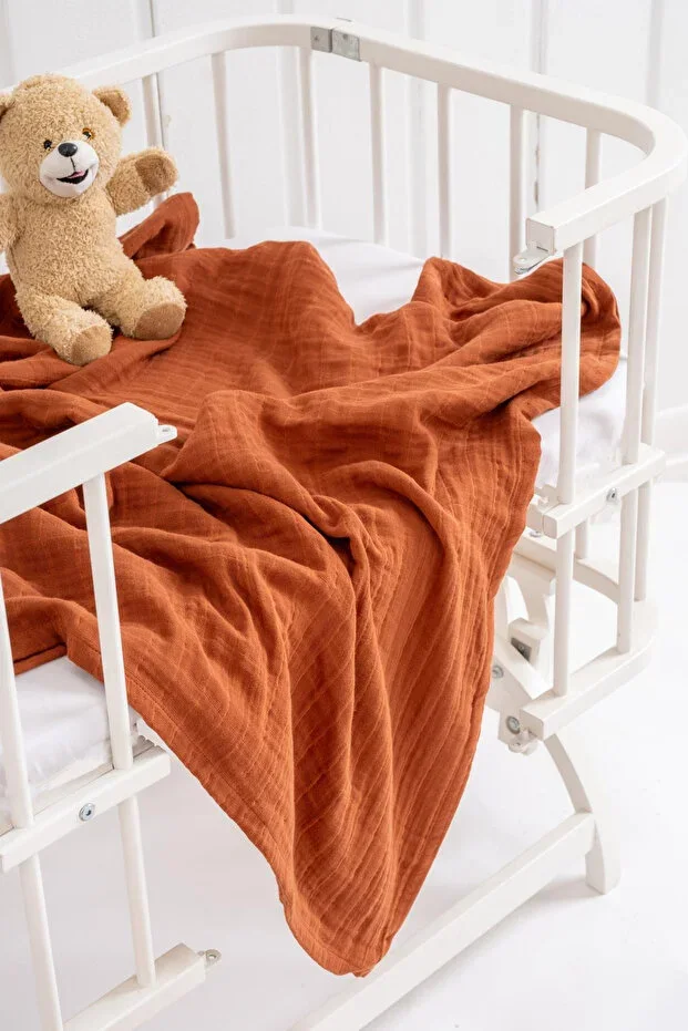 Narvi Muslin Baby Blanket & Quilt Terracotta