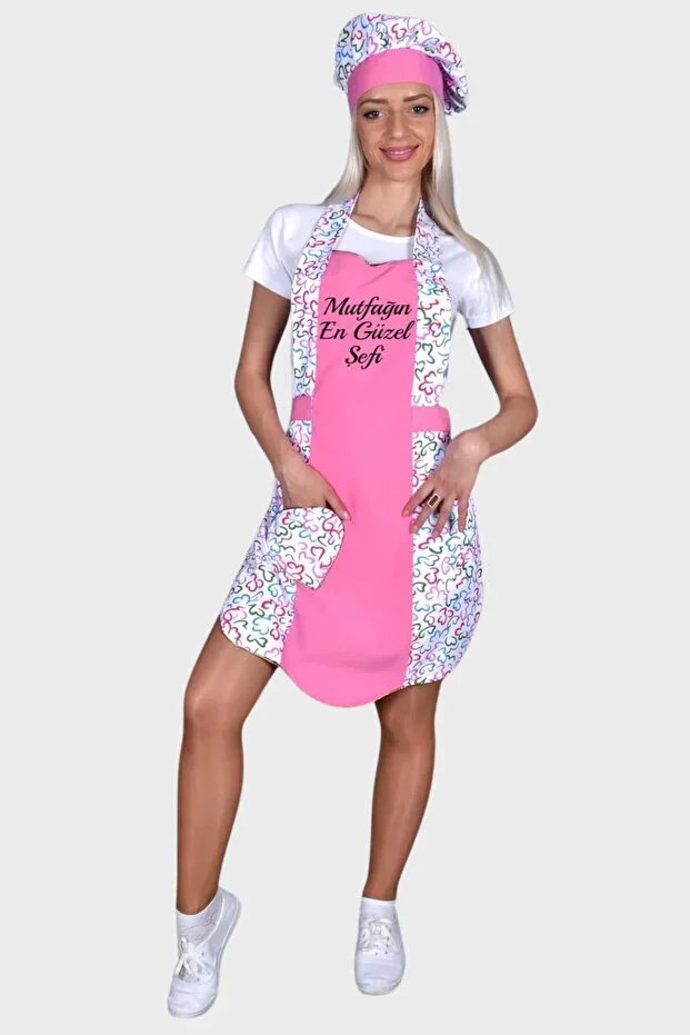 Apron Hat Set with Gift Kitchen Apron Women Chef Apron Chef Cafe Restaurant Barista Waiter