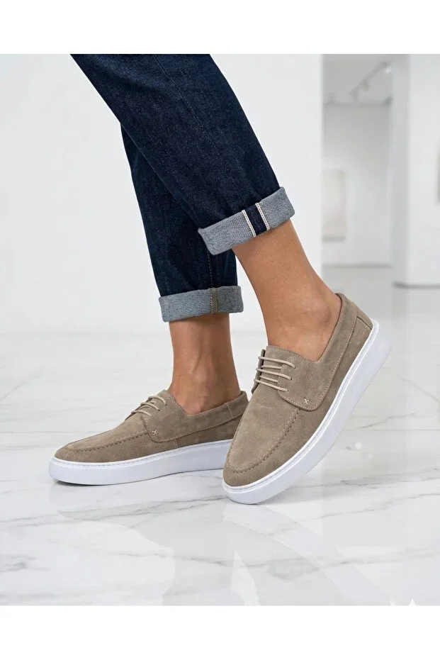 Loafer Shoes Suede Stitched Genuine Leather Eva Sole