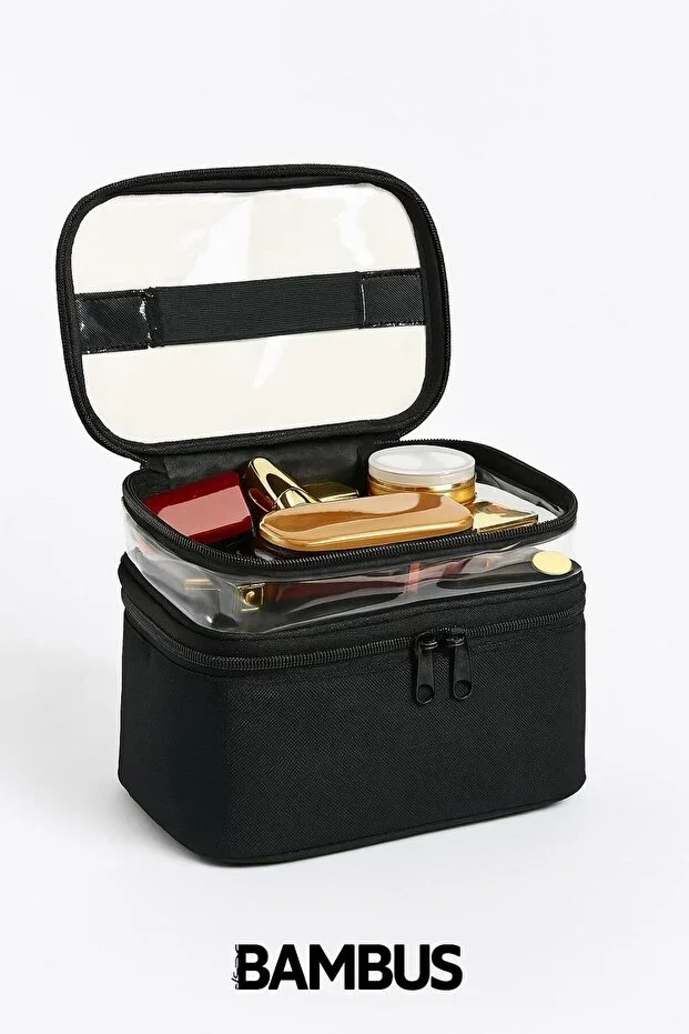 Women's Makeup Bag Two Wide Compartments Hanging Foldable Care Travel Organizer