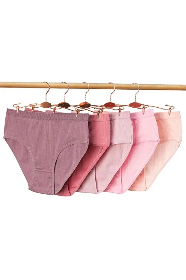 Women's Special Design Ribbed Cotton Panties 5-Pack 5200