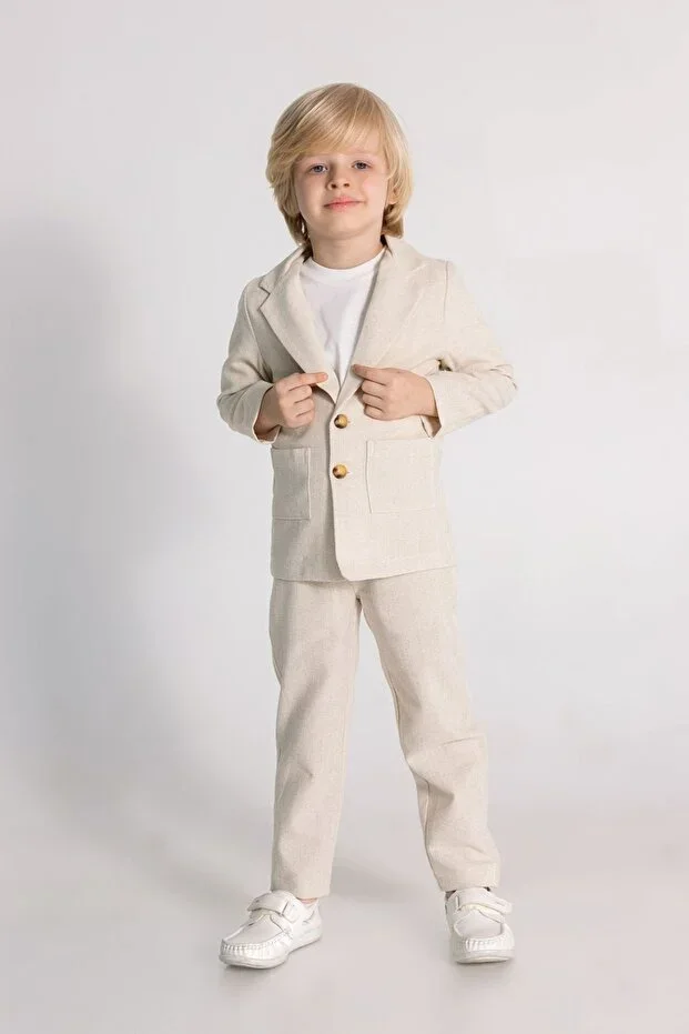 Premium Linen Boys' 3-Piece Suit