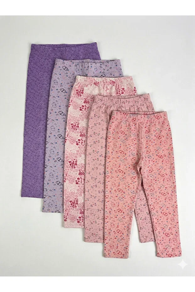 Girls' 5-Piece Cotton Stretchy Tights Set - Patterned and Colorful Seasonal Tights Pack