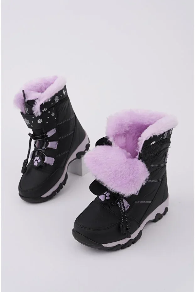 TİGGER Fur Lined Lace-up and Velcro Girls' Boots
